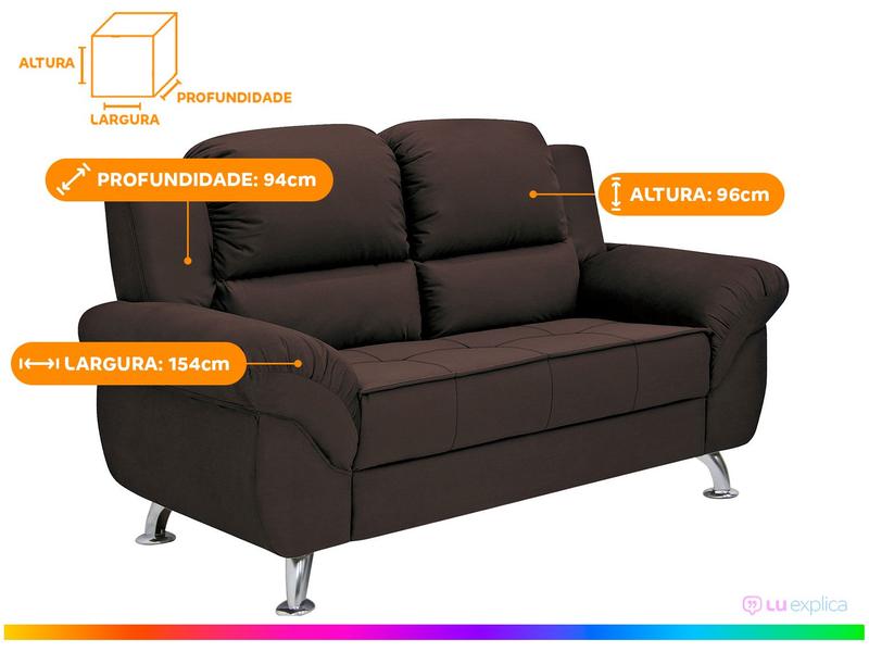 Sofá 2 Lugares Suede Marselha Linoforte - Sofá 2 Lugares